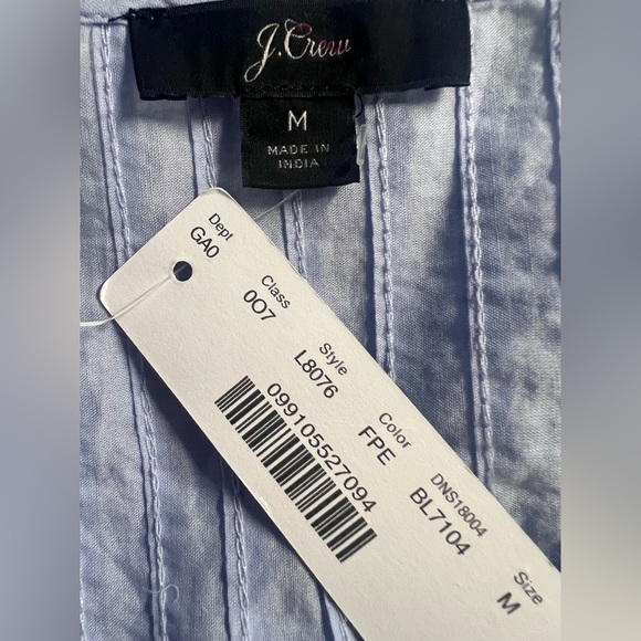 J Crew Blue Chambray Lace Peplum Blouse M Bell Sleeve Festival Cottagecore NWT - Picture 8 of 10